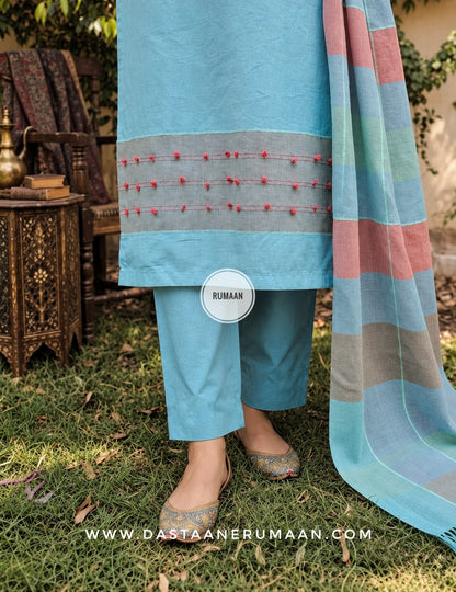 R 261 DEW DROPS| Handwoven Pure Cotton Suit